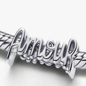 New 3D Amour Word Silver Charm for Pandora type Bracelet